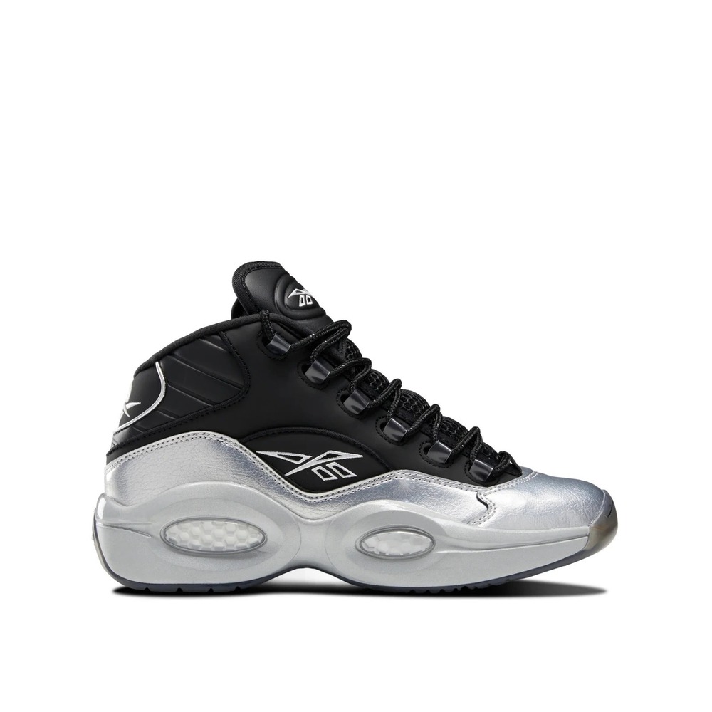 Reebok Question Mid Big Kids Size 6 Basketball Shoes Black/Silver Sneakers NEW